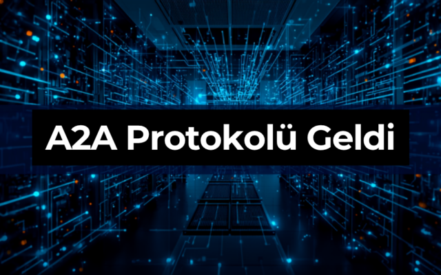 A2A protokolü ile MCP rekabetini simgeleyen dijital sunucu odası görseli